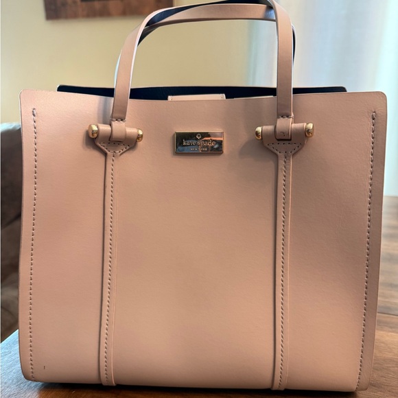 kate spade Handbags - kate spade Pale Pink Shoulder Bag with Navy Trim